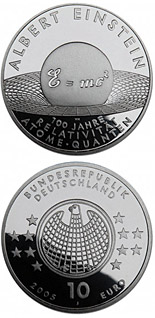 10 euro coin Albert Einstein - 100 Jahre Relativität, Atome, Quanten | Germany 2005