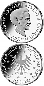 10 euro coin 100. Geburtstag Marion Gräfin Dönhoff | Germany 2009