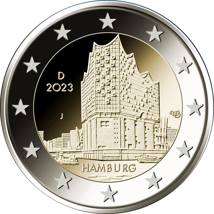Image of 2 euro coin - Hamburg - The Elbphilharmonie | Germany 2023