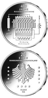 20 euro coin 400 years of Calculator by Wilhelm Schickard | Germany 2023