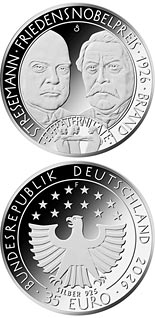 35 euro coin 100 Years of the Nobel Peace Prize for Gustav Stresemann and Aristide Briand | Germany 2026