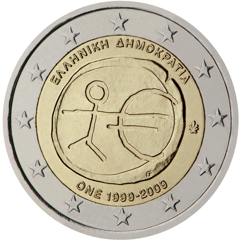Image of 2 euro coin - 10th Anniversary of the Introduction of the Euro | Greece 2009