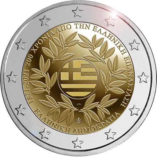 Image of 2 euro coin - 200th anniversary of the Greek Revolution | Greece 2021