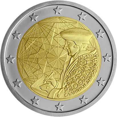Image of 2 euro coin - 35th Anniversary of the Erasmus Programme | Greece 2022