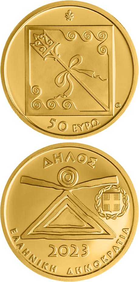 Image of 50 euro coin - Cultural Heritage: Delos
 | Greece 2023.  The Gold coin is of Proof quality.