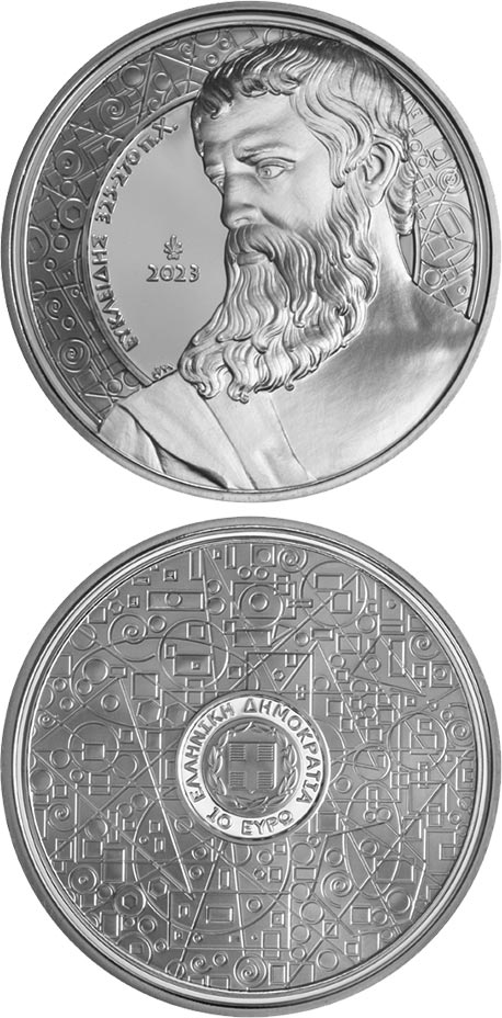 Image of 10 euro coin - Euclid
 | Greece 2023.  The Silver coin is of Proof quality.