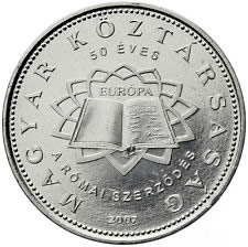 Image of 50 forint coin - 50th anniversary of the signing of the Treaty of Rome | Hungary 2007.  The Copper–Nickel (CuNi) coin is of BU quality.