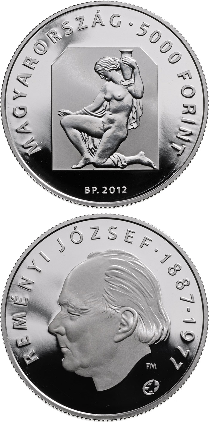 Image of 5000 forint coin - 125th Anniversary of Birth of József Reményi | Hungary 2012.  The Silver coin is of Proof quality.