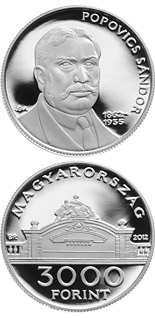 3000 forint coin 150th Anniversary of Birth of Sándor Popovics | Hungary 2012