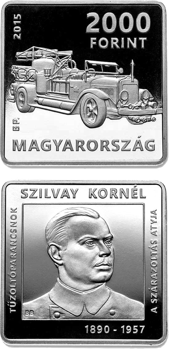 Image of 2000 forint coin - 125th Anniversary of Birth of Kornél Szilvay (1890-1957)  | Hungary 2015.  The Copper–Nickel (CuNi) coin is of BU quality.