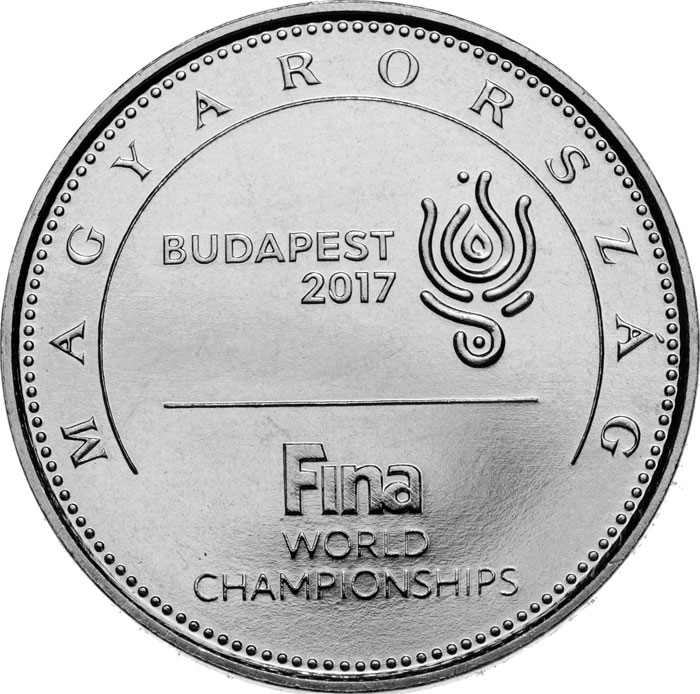 Image of 50 forint coin - 17th FINA World Championships | Hungary 2017.  The Copper–Nickel (CuNi) coin is of BU quality.