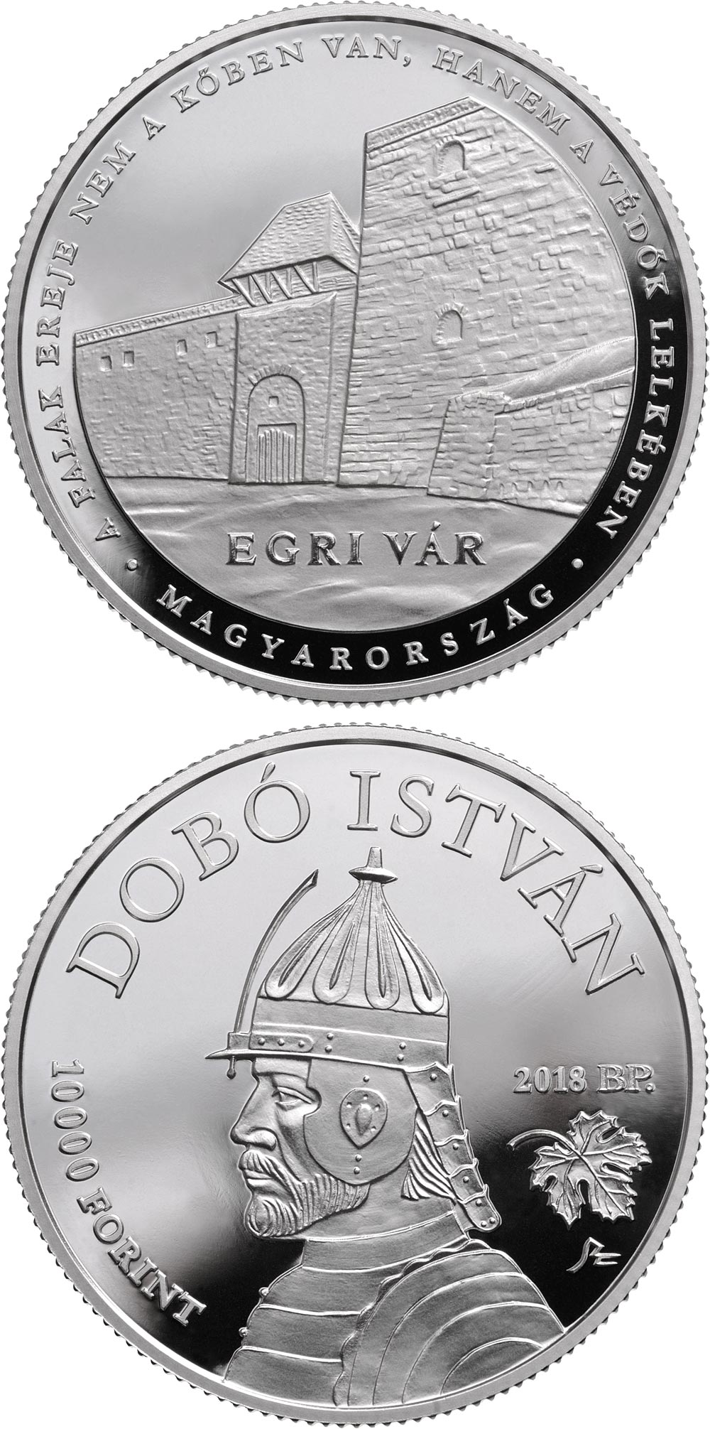 Image of 10000 forint coin - The castle of Eger | Hungary 2018.  The Silver coin is of Proof quality.