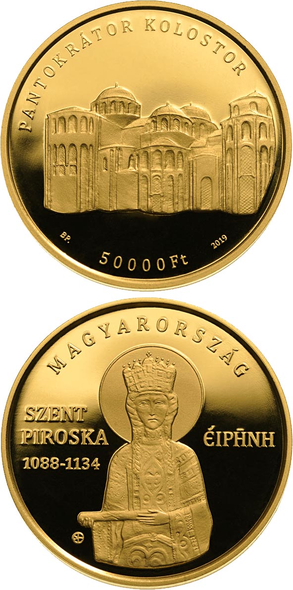 Image of 50000 forint coin - Irene of Hungary (1088-1134) | Hungary 2019.  The Gold coin is of Proof quality.