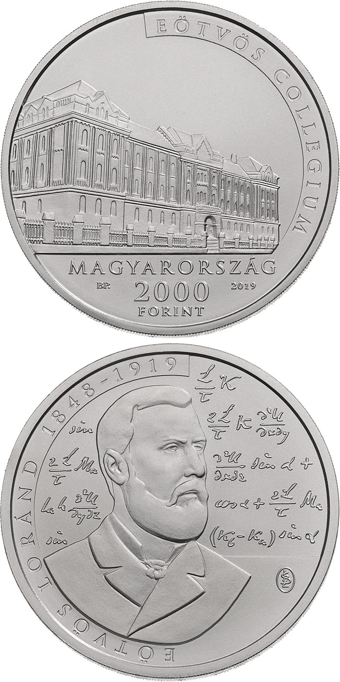 Image of 2000 forint coin - The 100th anniversary of the death of
Loránd Eötvös | Hungary 2019.  The Copper–Nickel (CuNi) coin is of BU quality.