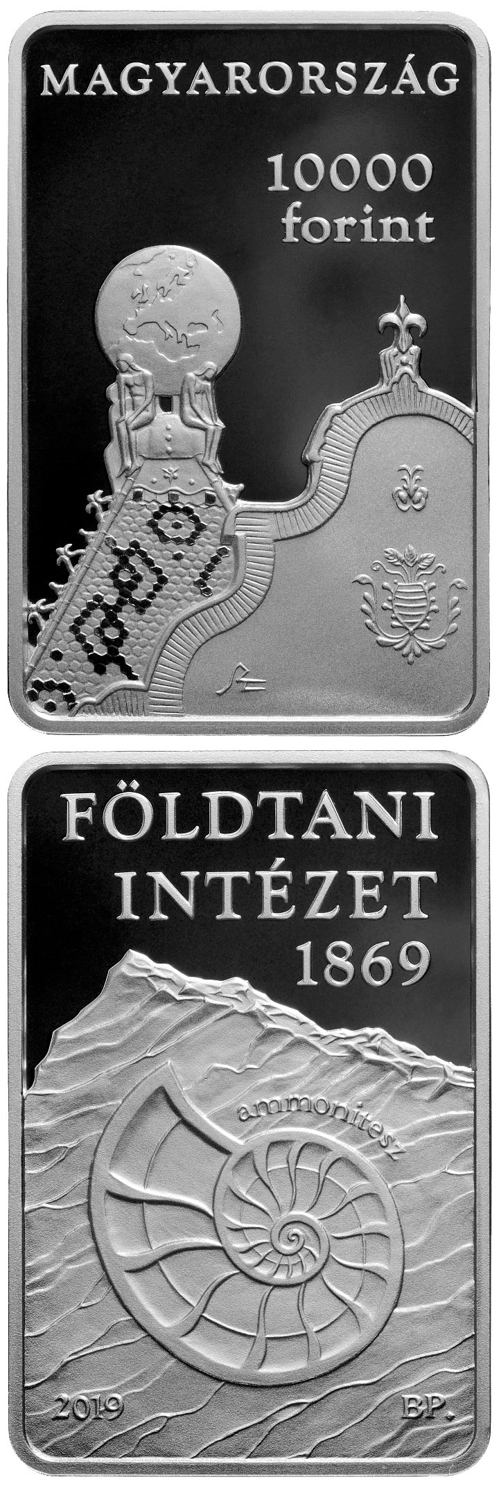 Image of 10000 forint coin - The 150th anniversary of the foundation
of the Geological Institute | Hungary 2019.  The Silver coin is of Proof quality.