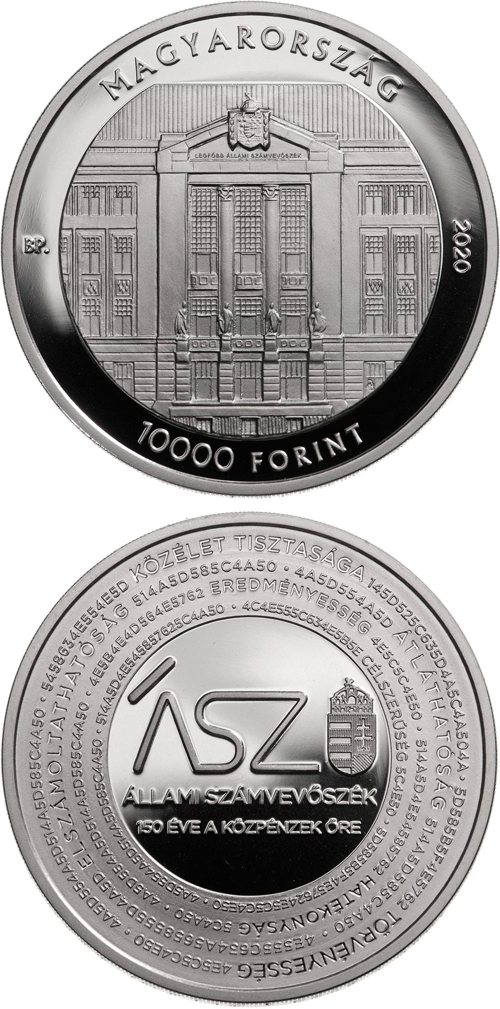 Image of 10000 forint coin - State Audit Office of Hungary | Hungary 2020.  The Silver coin is of Proof quality.