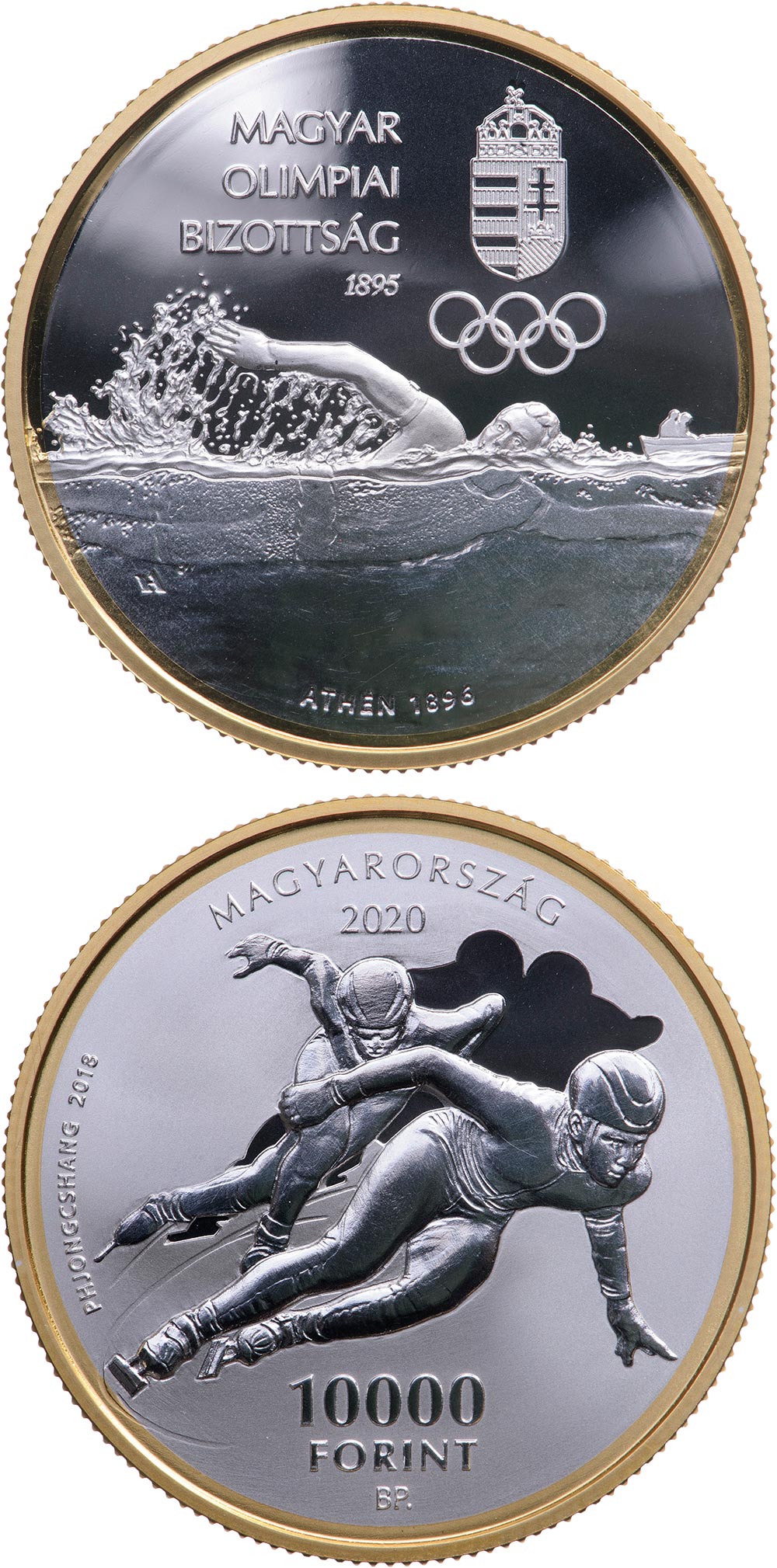 Image of 10000 forint coin - 125 years of Hungarian Olympic Committee | Hungary 2020.  The Silver coin is of Proof quality.