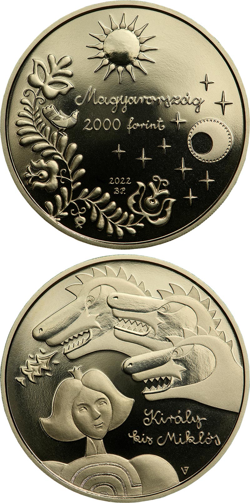 Image of 2000 forint coin - Király kis Miklós | Hungary 2022.  The German silver (CuNiZn) coin is of proof-like quality.