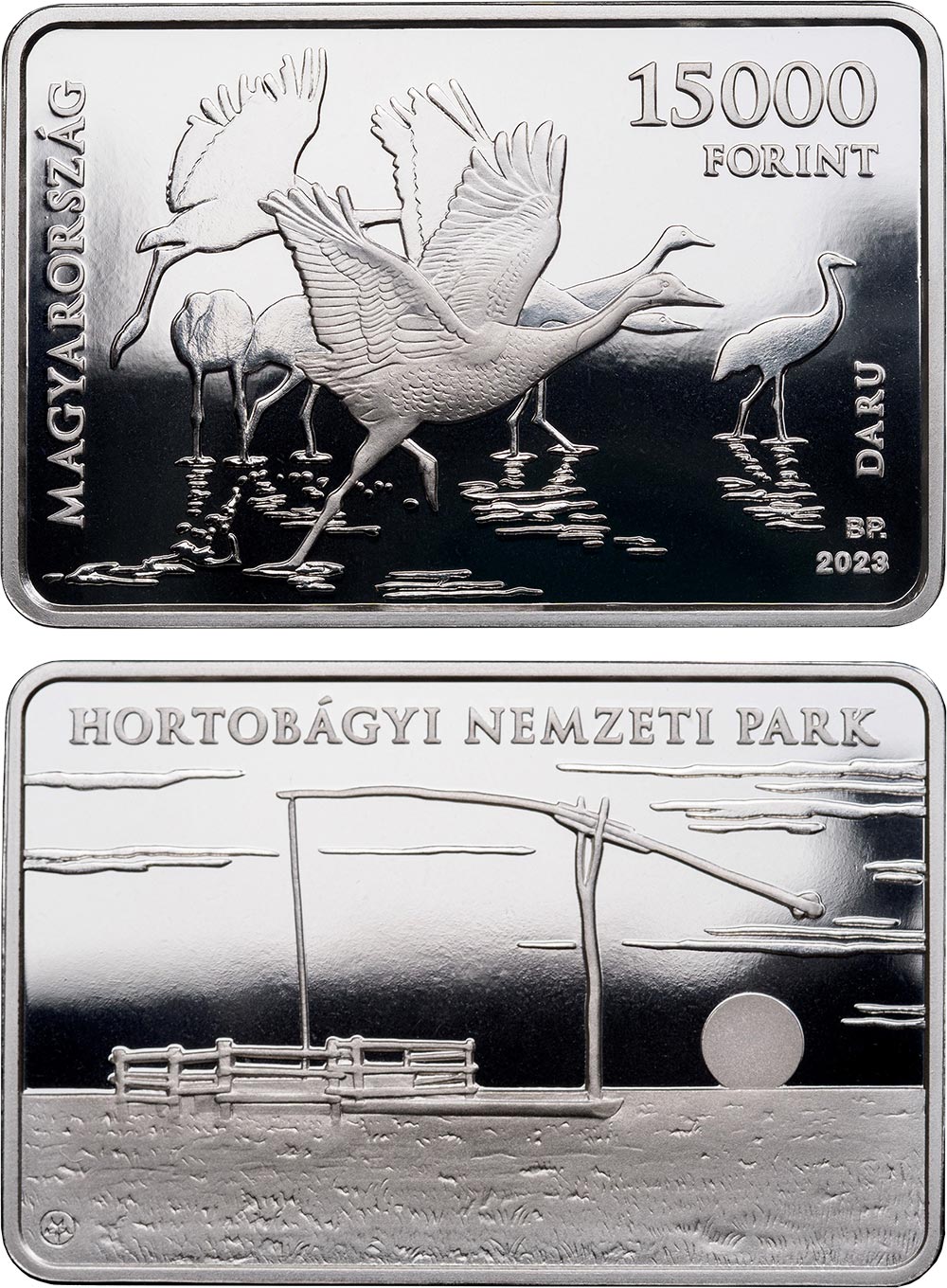Image of 15000 forint coin - Hortobágy National Park | Hungary 2023.  The Silver coin is of Proof quality.