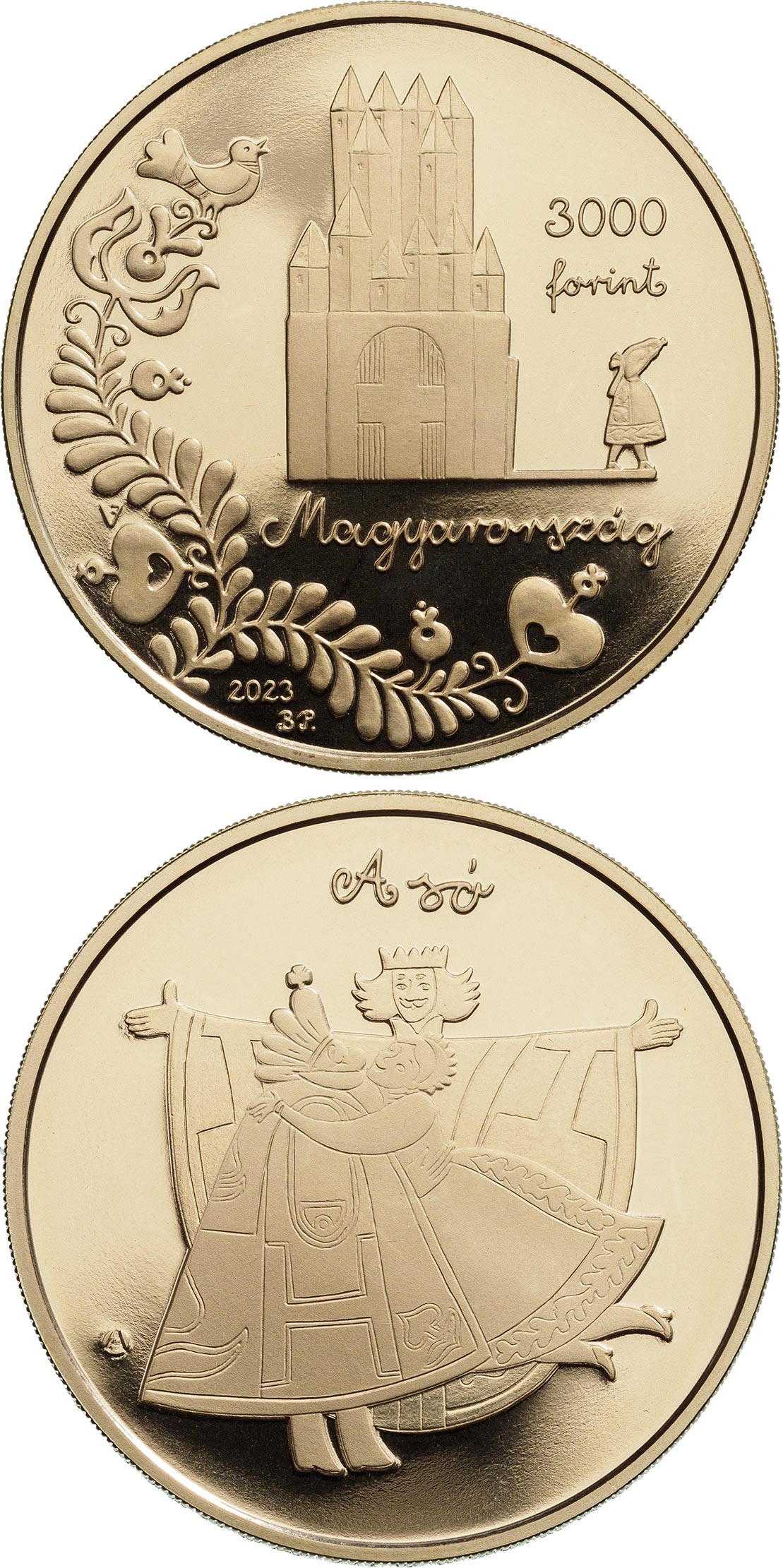 Image of 2000 forint coin - A só (The Salt) | Hungary 2023.  The German silver (CuNiZn) coin is of proof-like quality.