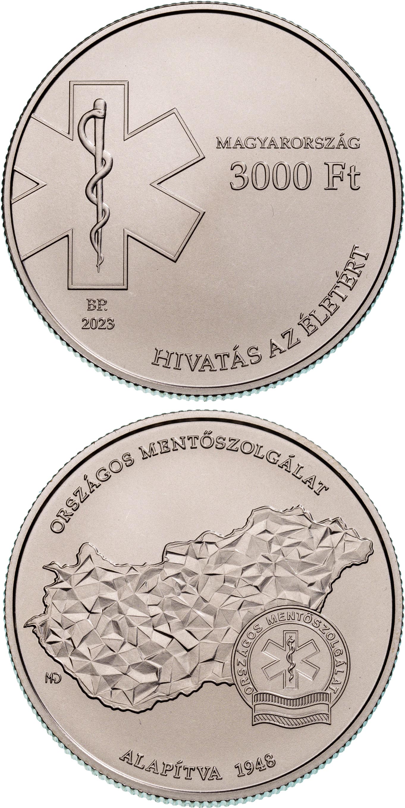 Image of 3000 forint coin - 75th anniversary of the Hungarian National Ambulance Service | Hungary 2023