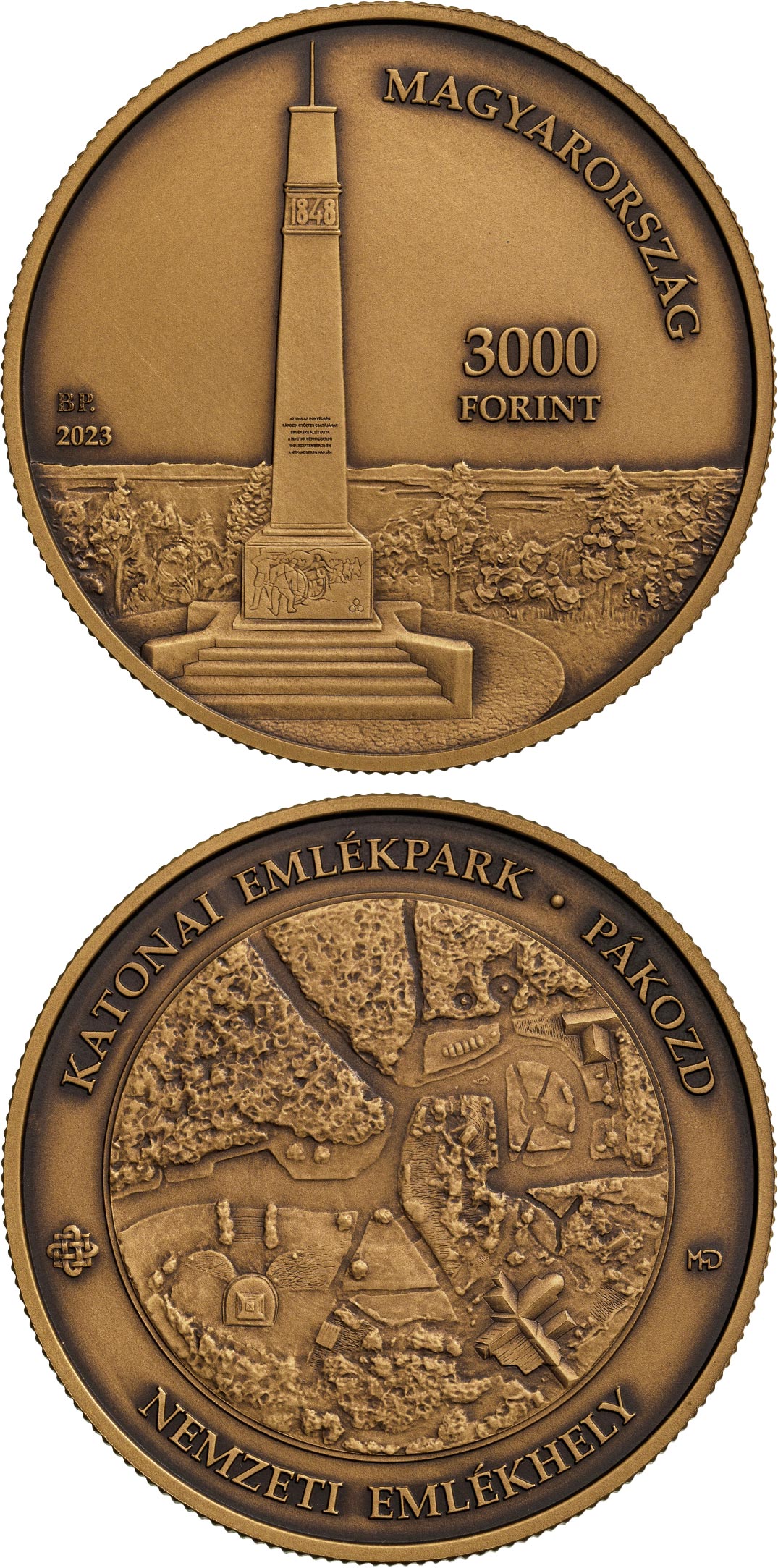 Image of 3000 forint coin - Military Memorial Park, Pákozd | Hungary 2023