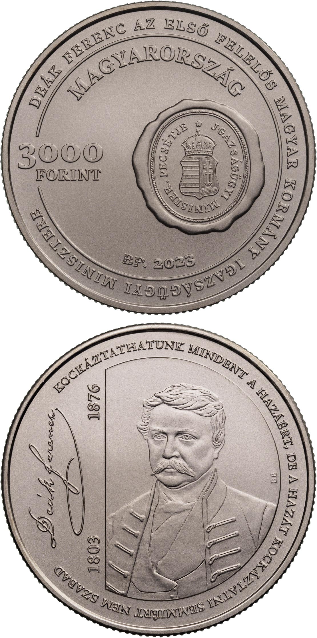 Image of 3000 forint coin - 220th anniversary of Ferenc Deák’s birth | Hungary 2023