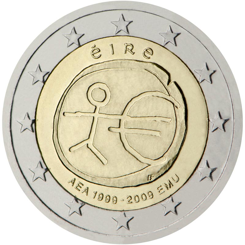 Image of 2 euro coin - 10th Anniversary of the Introduction of the Euro | Ireland 2009
