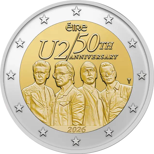 Image of 2 euro coin - U2 50th Anniversary 2026 | Ireland 2026