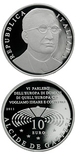 10 euro coin Alcide De Gasperi  | Italy 2011
