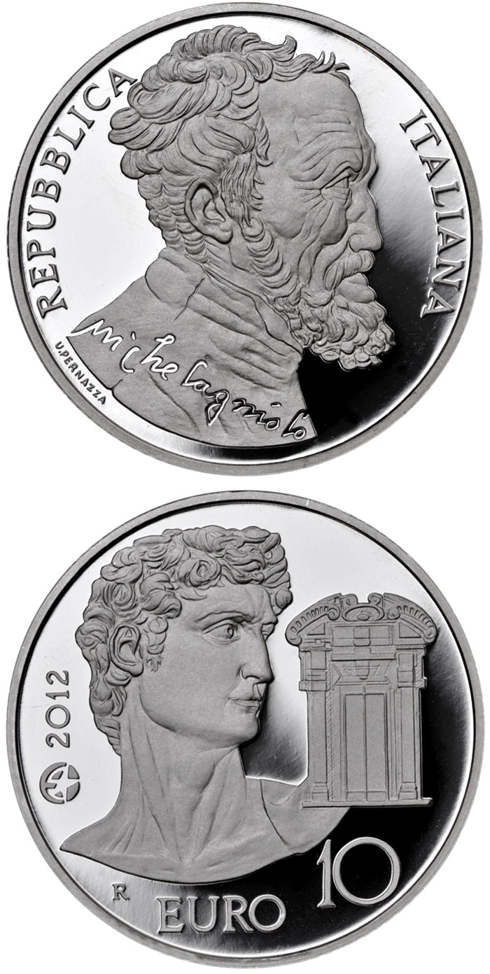 Image of 10 euro coin - Michelangelo Buonarroti | Italy 2012