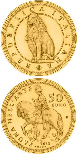 Image of 50 euro coin - Flora in the Art: The Renaissance | Italy 2013.  The Gold coin is of Proof quality.