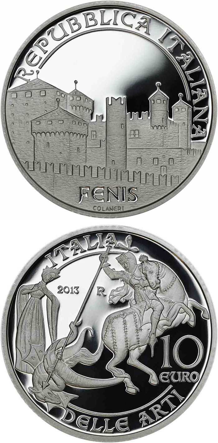 Image of 10 euro coin - Italian Art: Aosta Valley - Fenis | Italy 2013