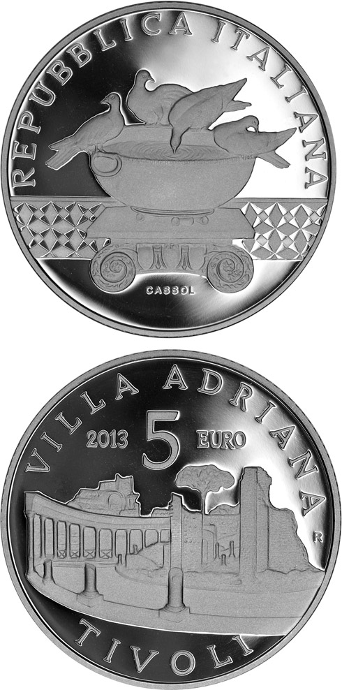Image of 5 euro coin - The Hadrian's Villa at Tivoli | Italy 2013