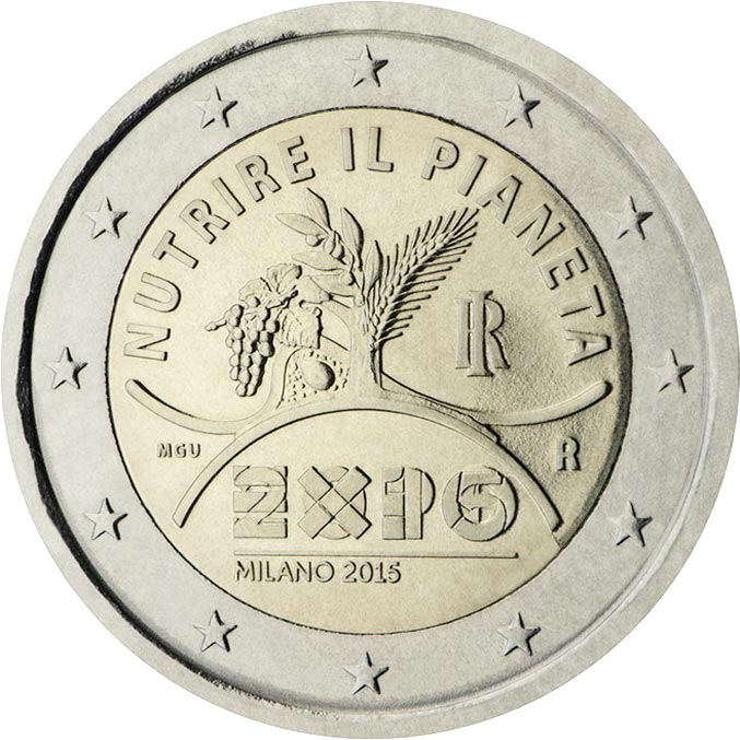 Image of 2 euro coin - EXPO Milan 2015 | Italy 2015