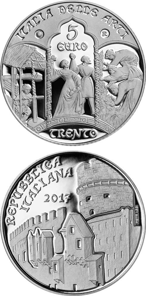 Image of 5 euro coin - Italy of Arts: Trentino Alto Adige | Italy 2017