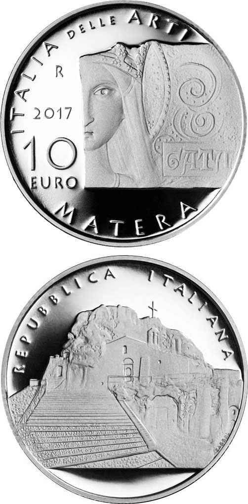 Image of 10 euro coin - Italy of Arts: Matera | Italy 2017
