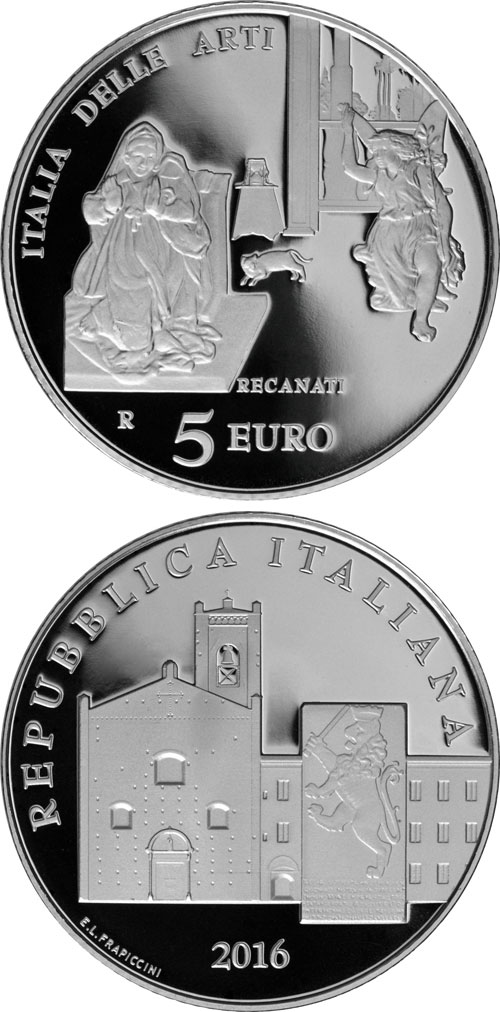 Image of 5 euro coin - Marche – Recanati | Italy 2016