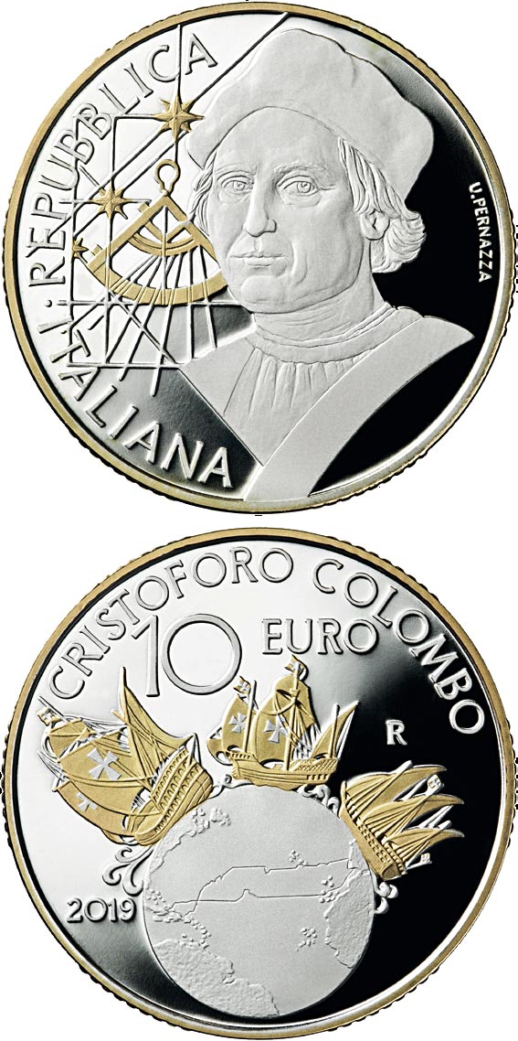 Image of 10 euro coin - Christopher Columbus | Italy 2019