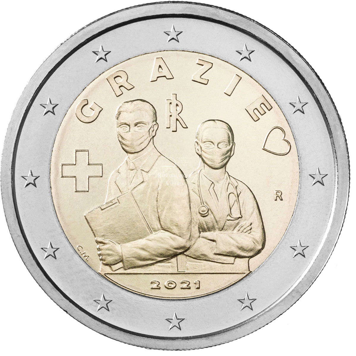 Image of 2 euro coin - Healthcare professions | Italy 2021