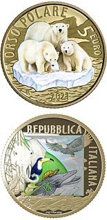 5 euro coin Endangered Animals - Polar Bear | Italy 2021