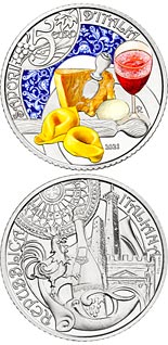 5 euro coin Emilia-Romagna, tortellini and lambrusco | Italy 2021
