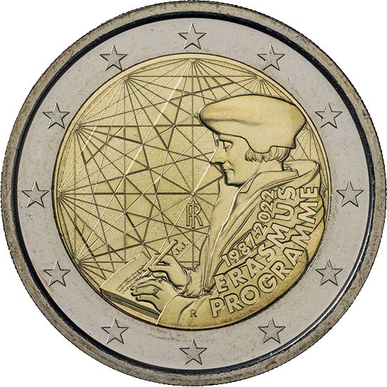 Image of 2 euro coin - 35th Anniversary of the Erasmus Programme | Italy 2022