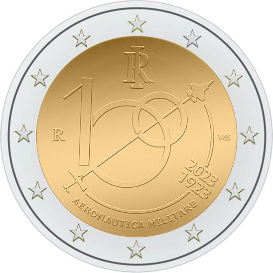 Image of 2 euro coin - 100 Years Military Air Force | Italy 2023