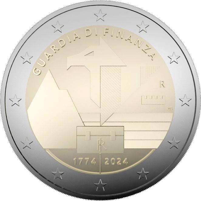 Image of 2 euro coin - 250th anniversary of the founding of the Guardia di Finanza | Italy 2024