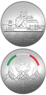 5 euro coin 150th Anniversary of the birth of Guglielmo Marconi and 100 years since the first radio broadcast in Italy | Italy 2024