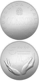 5 euro coin 50th Anniversary of the establishment of CONSOB | Italy 2024