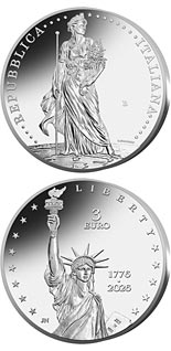 3 euro coin Relations between Italy and the U.S.A. on the 250th Anniversary of the independence of the United States of America | Italy 2026