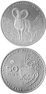 50 tenge coin OVIS ORIENTALIS ARCAL | Kazakhstan 2015