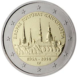 Image of 2 euro coin - Riga | Latvia 2014